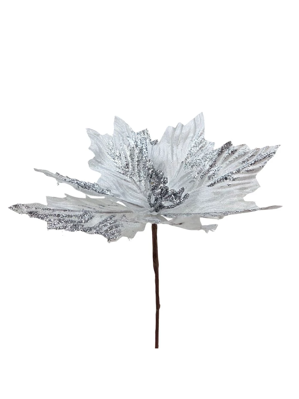 Nagy glitteres szirmú mikulás virág - Ezüst