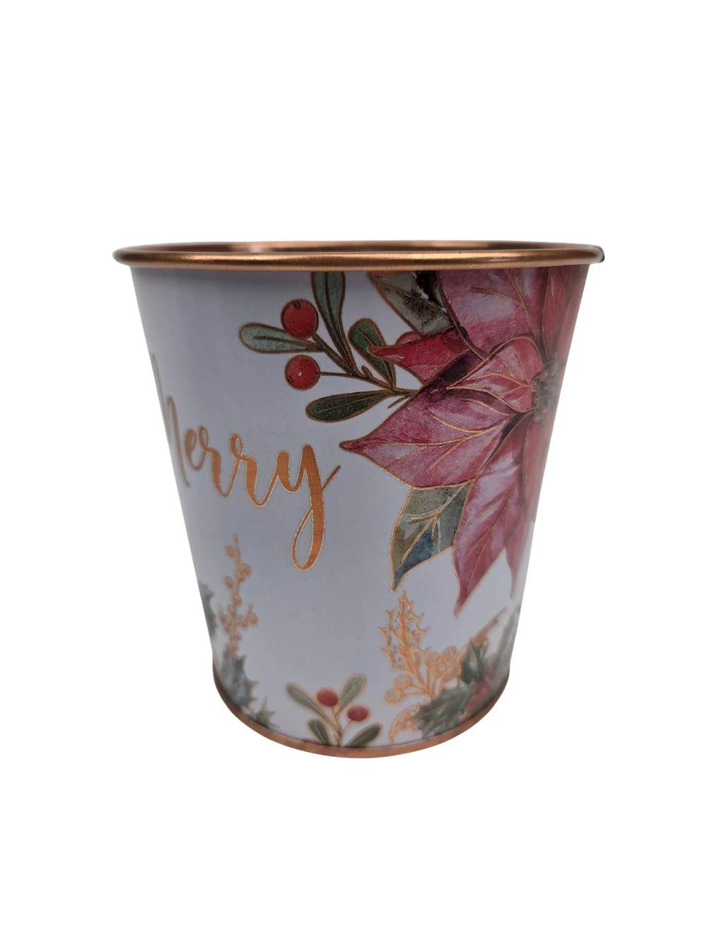 Karácsonyi mintás bádog kaspó 10 cm - Merry
