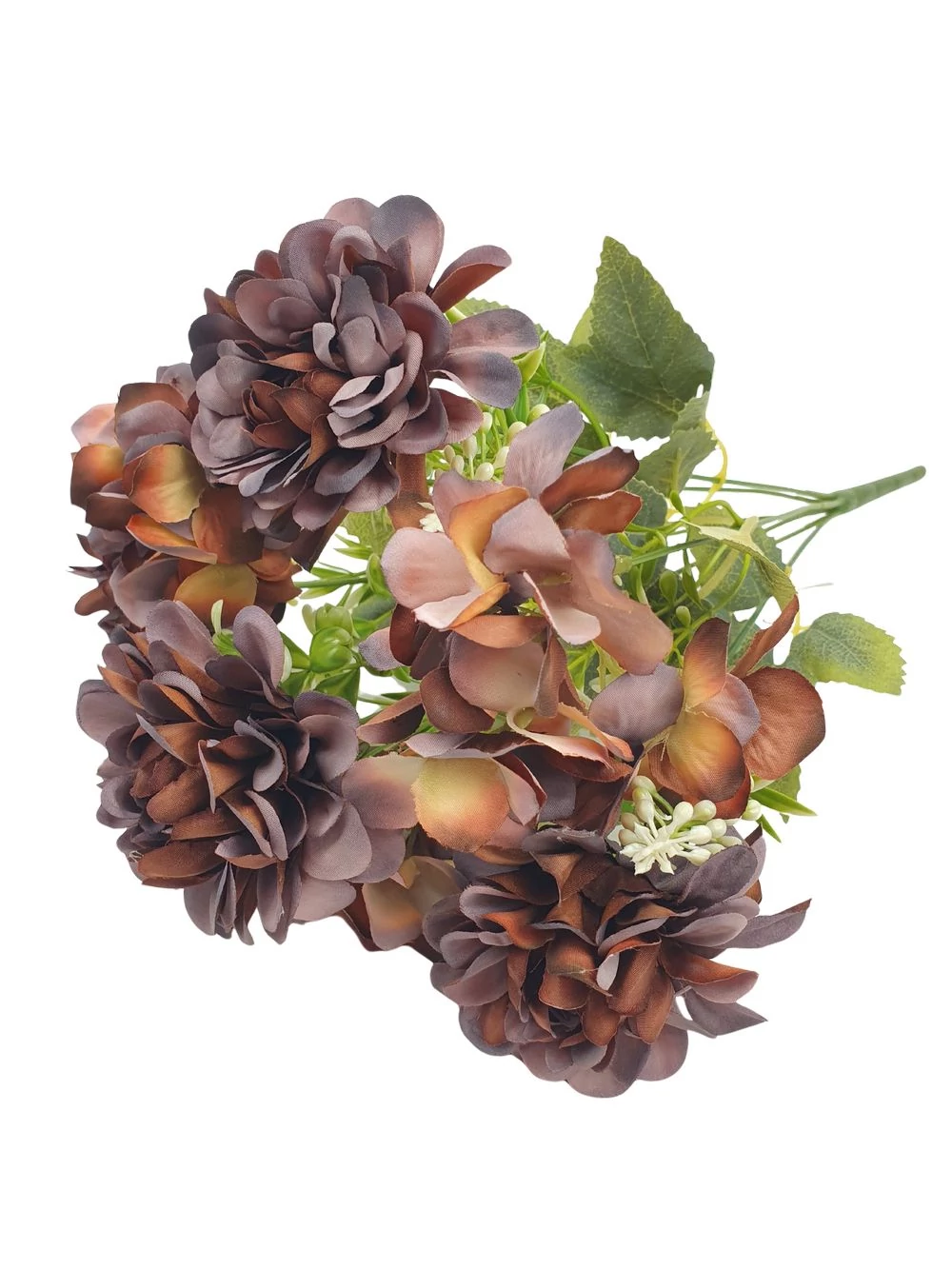 Dália csokor hortenziával - Barna