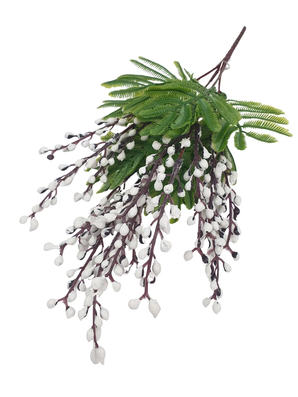 Színes bogyós műzöld csokor - Fehér