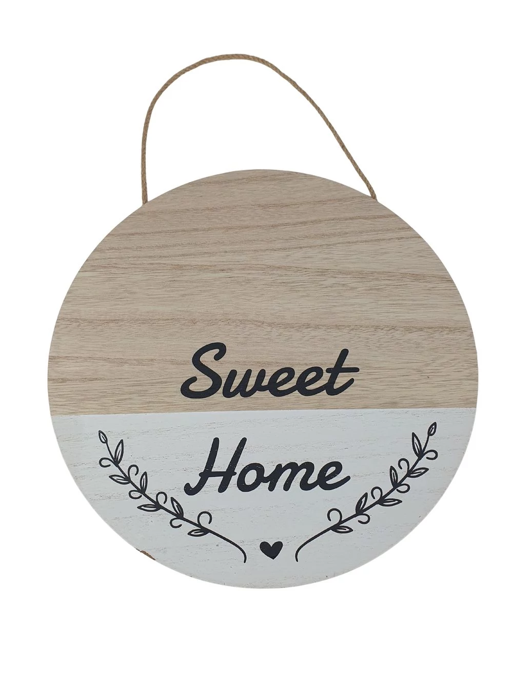 Kerek kopogtató tábla Sweet Home - Natúr-fehér aljú Kerek kopogtató tábla Sweet Home - Natúr-fehér aljú