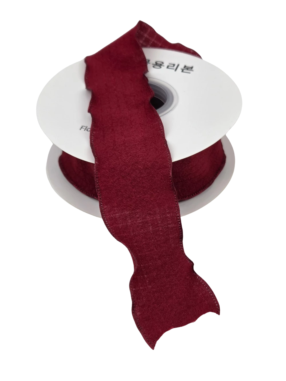 Hullámos szélű textil szalag - Bordó