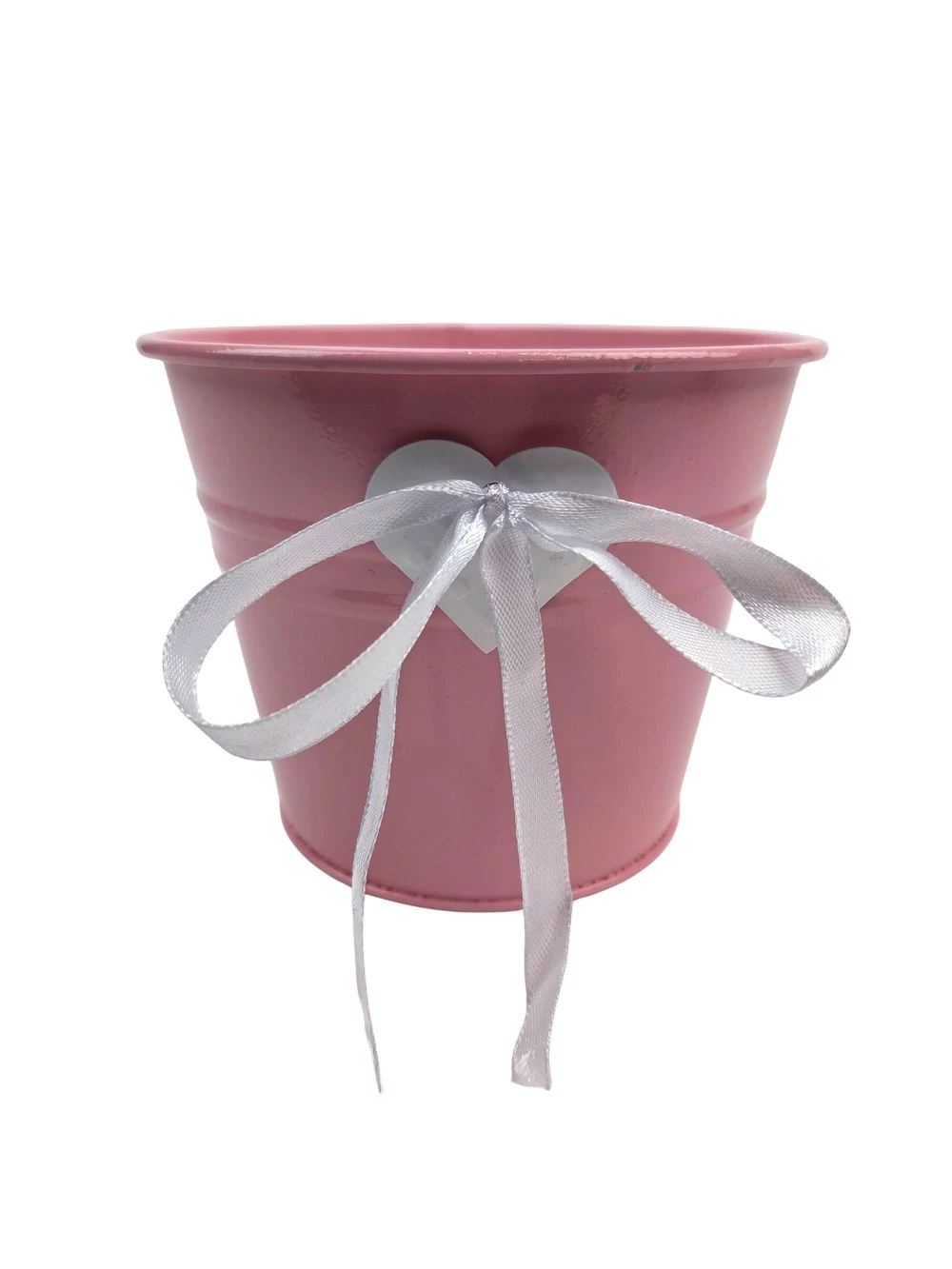Fém szíves bádog vödör 13 cm - Rózsaszín