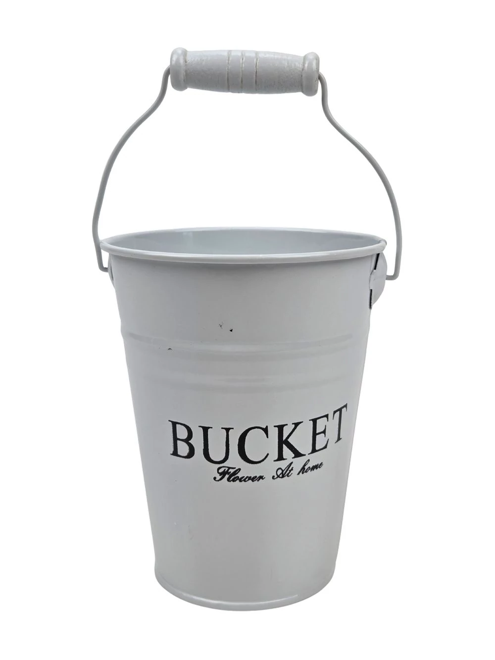 Színes bádog vödör 10 cm magas BUCKET - Fehér