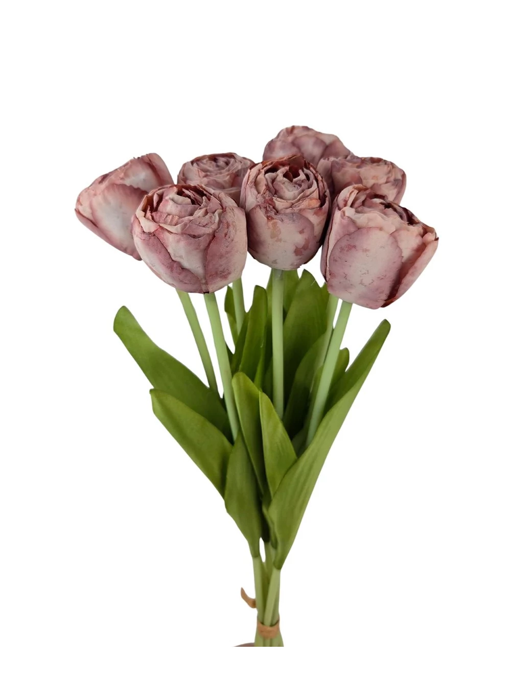 7 szálas szárított hatású tulipán csokor - Antik mályva