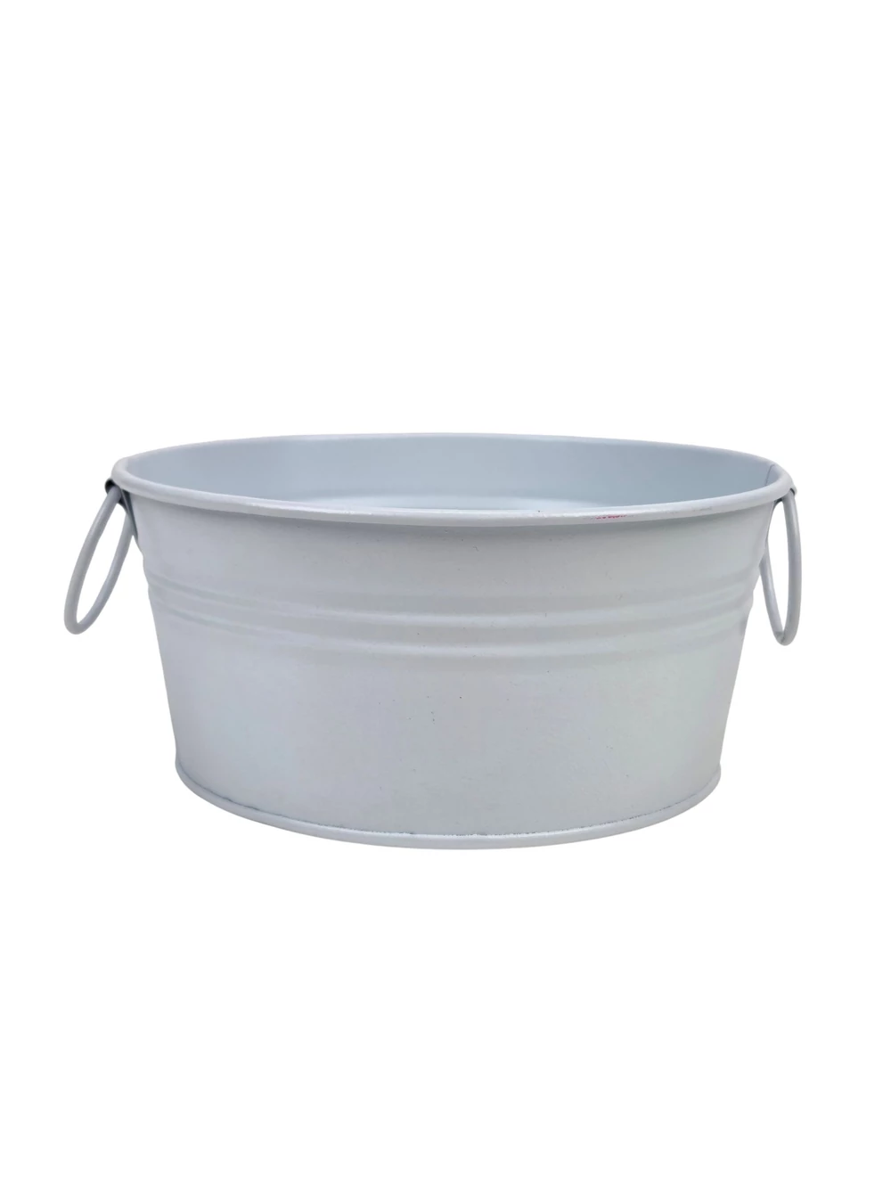 Fémfüles kerek bádog tál 15 cm - Fehér