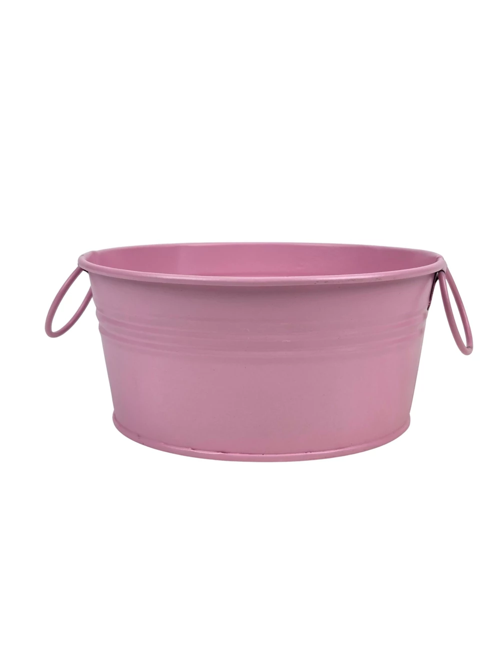 Fémfüles kerek bádog tál 15 cm - Rózsaszín