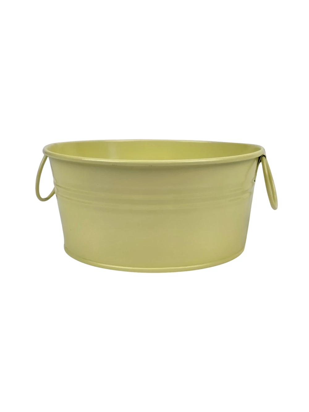 Fémfüles kerek bádog tál 15 cm - Sárga