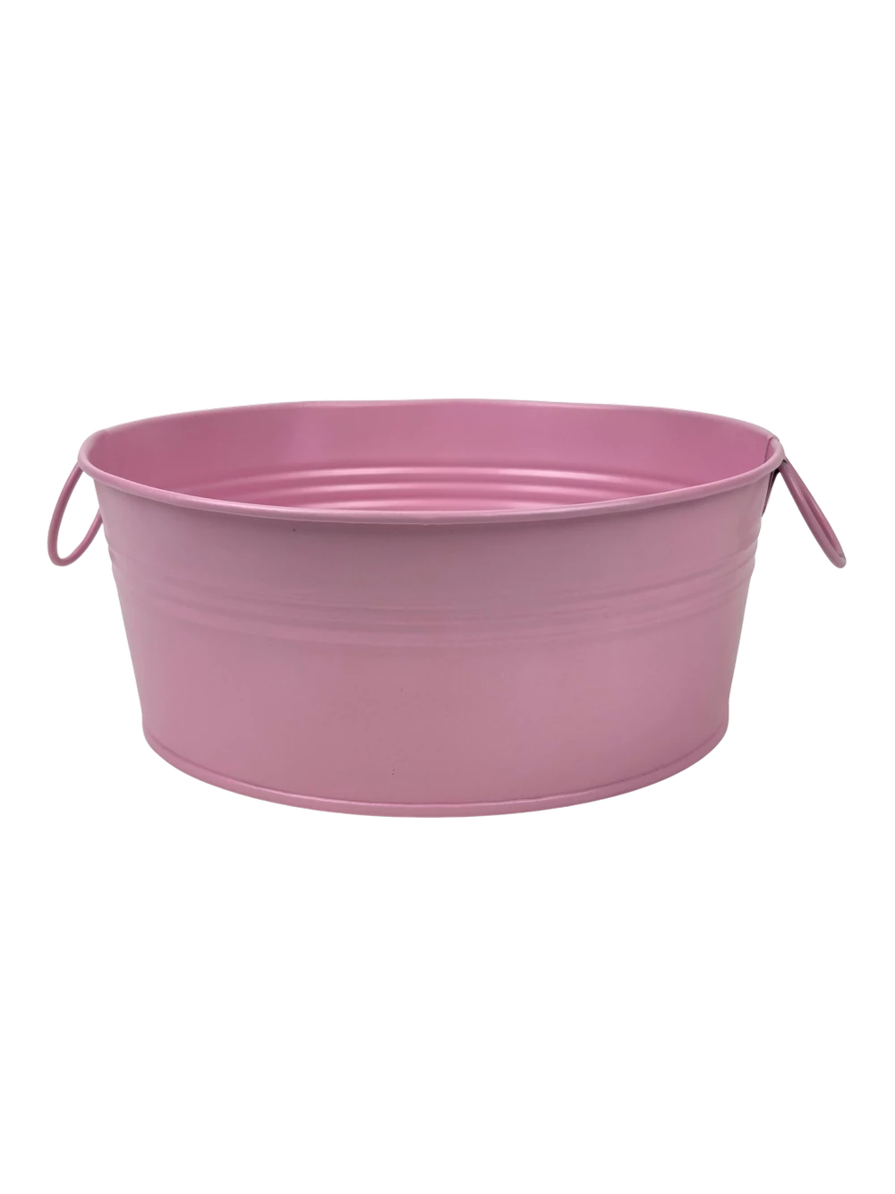Fémfüles kerek bádog tál 20 cm - Rózsaszín