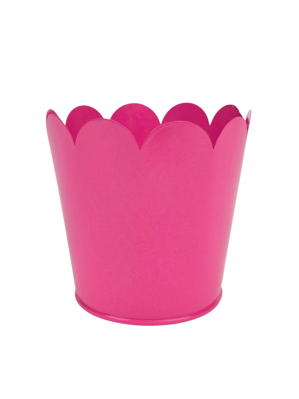 Hullámos szélű bádog kaspó - Pink
