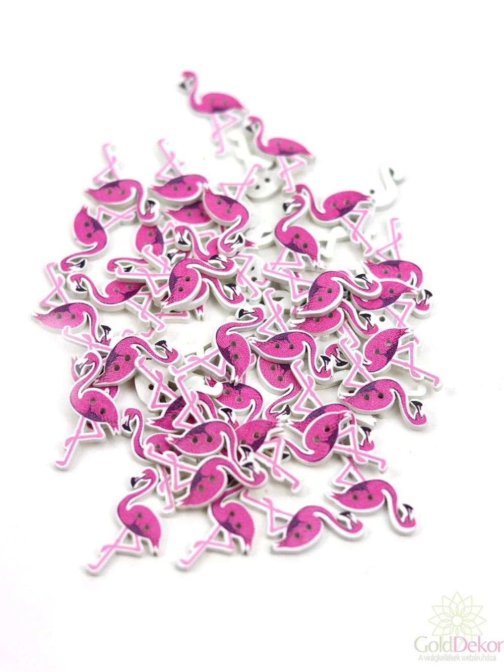 Dekor gomb - Rózsaszín flamingó