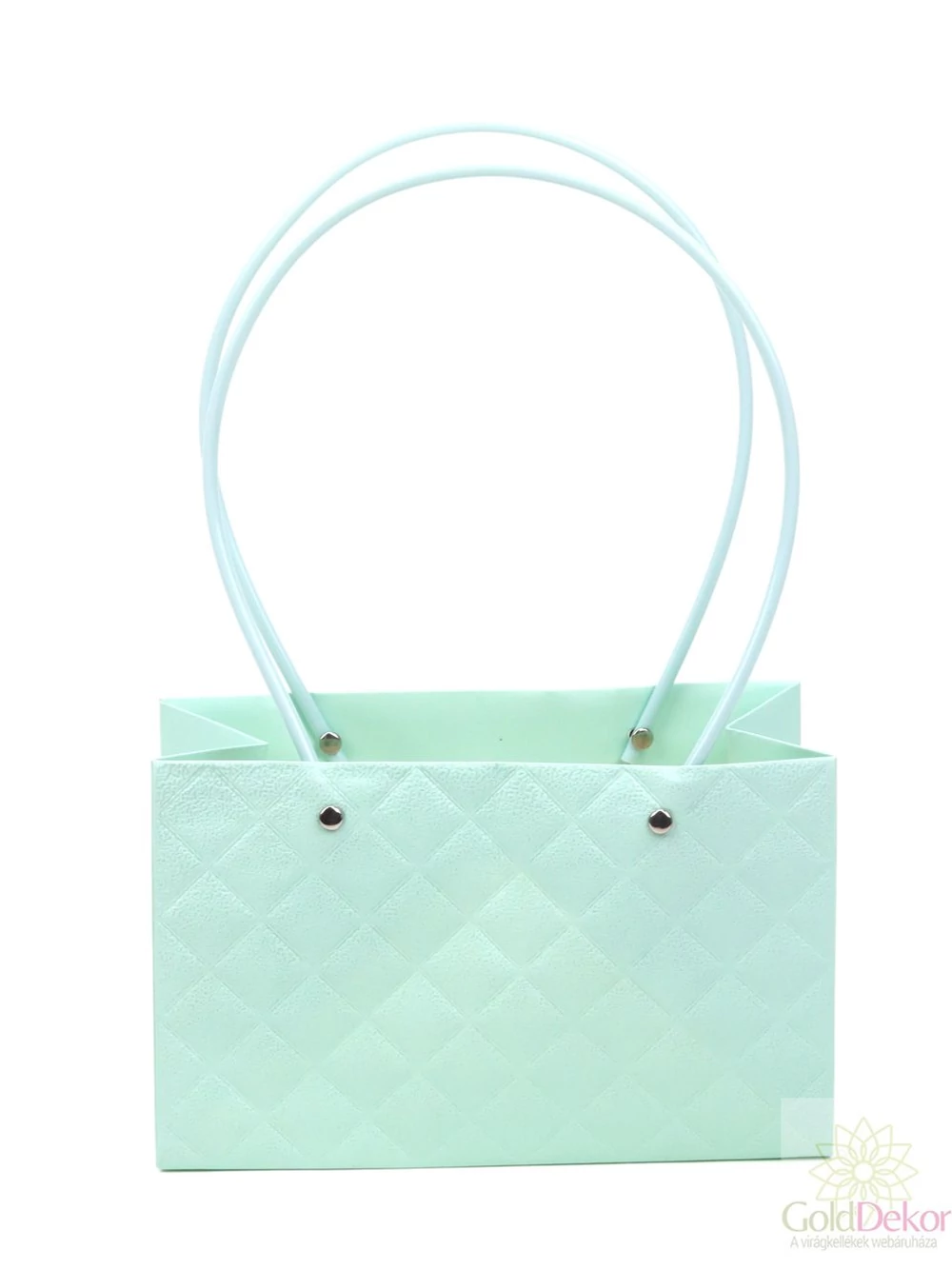 Rombusz mintás virág tasak duplás - Menta