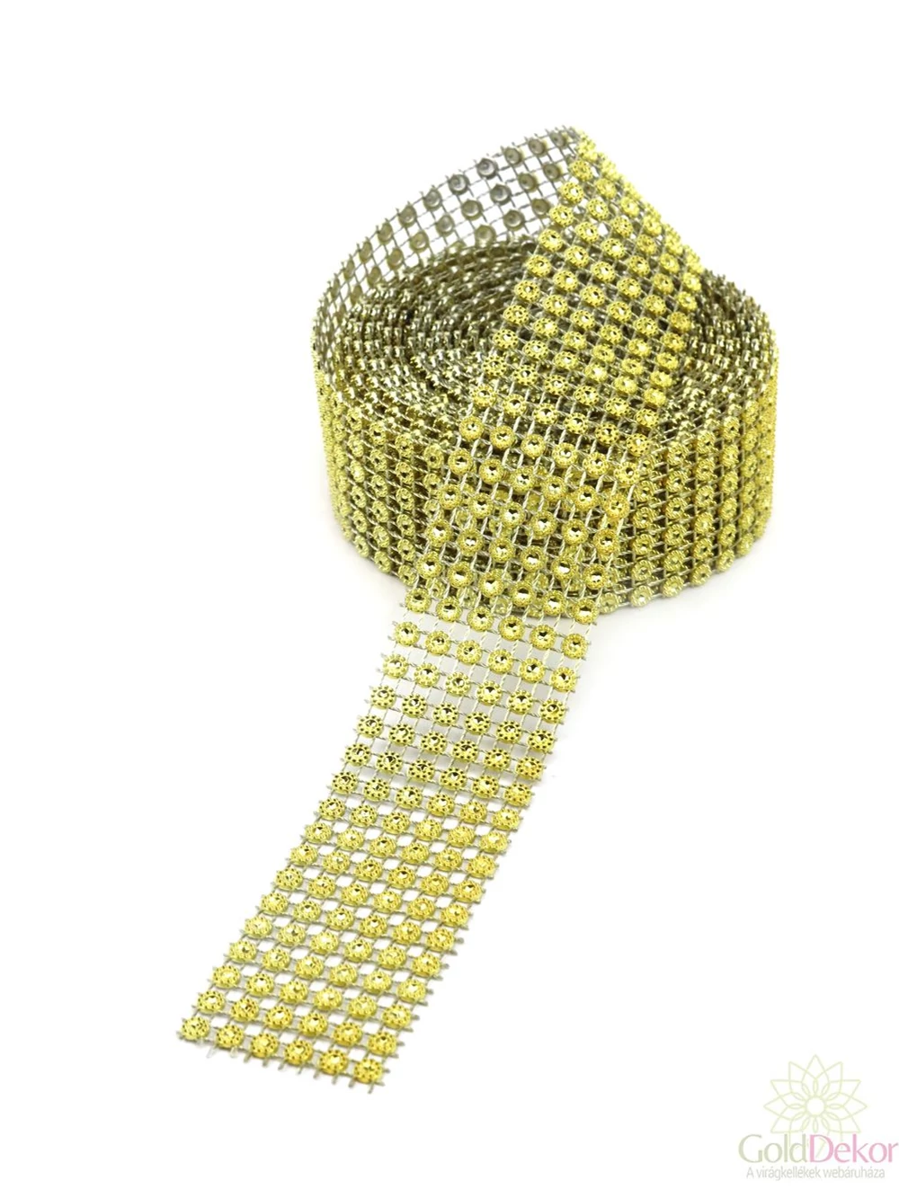 Strassz szalag virágos - Arany