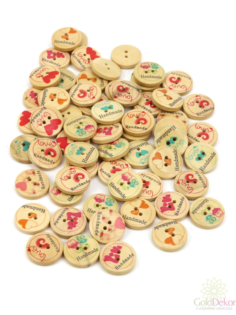 Dekor gomb - Hand made love