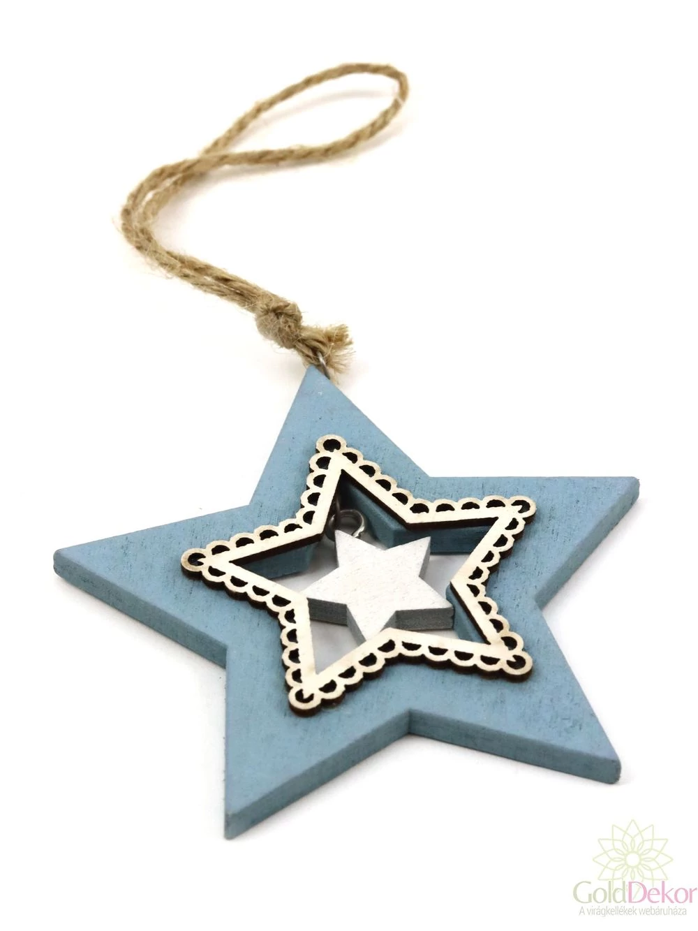Fa csipkés világos kék - csillag