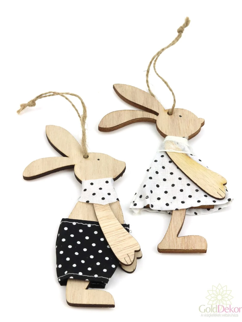 Fekete-fehér pöttyös ruhás nyuszipár