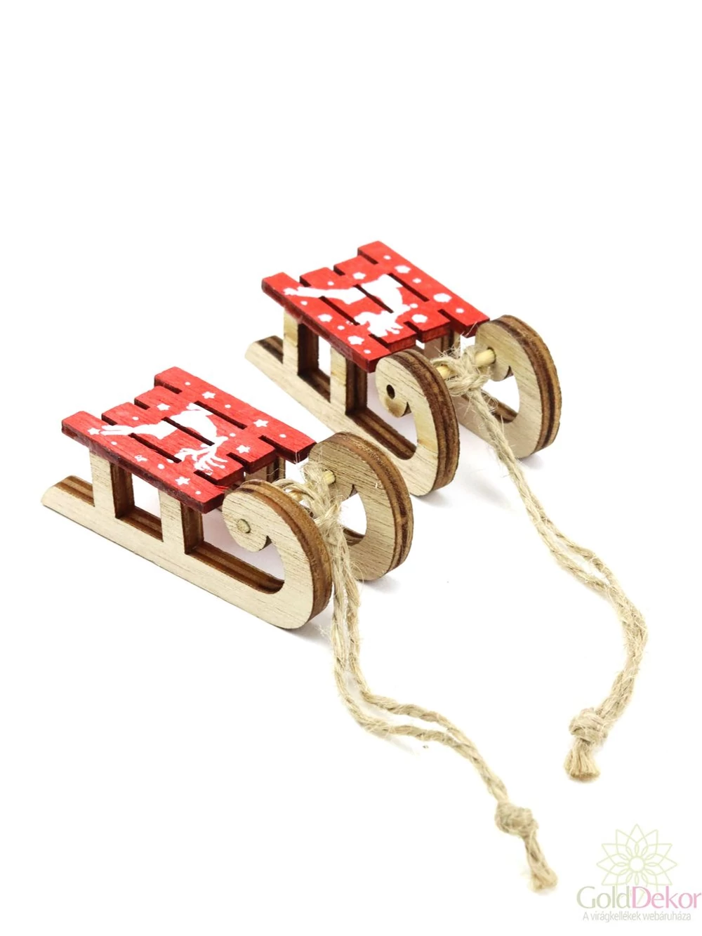 Szökkenő szarvas mintás kis szánkó *2 - Piros