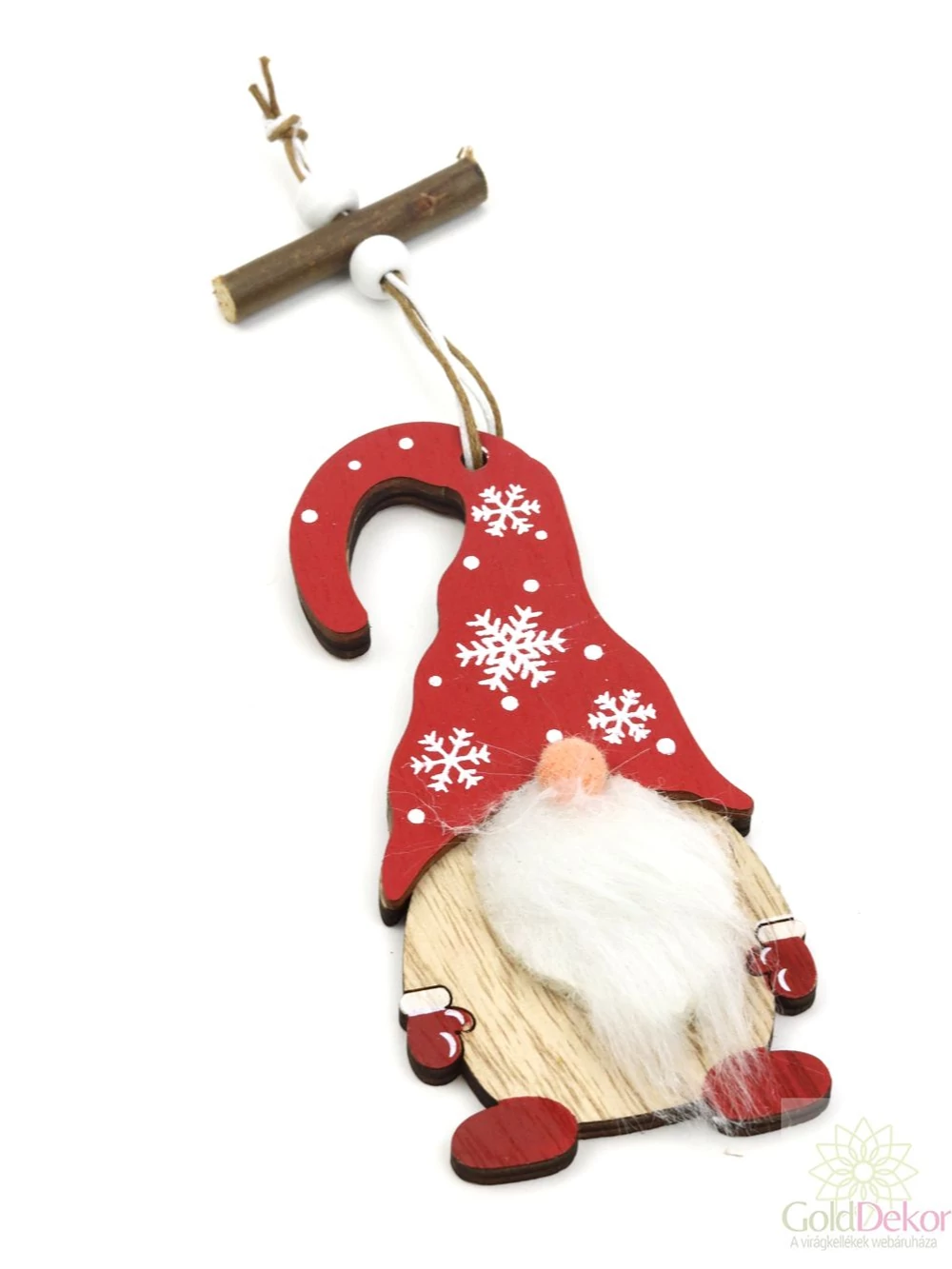 Hópihés sapkás akasztós fa manó