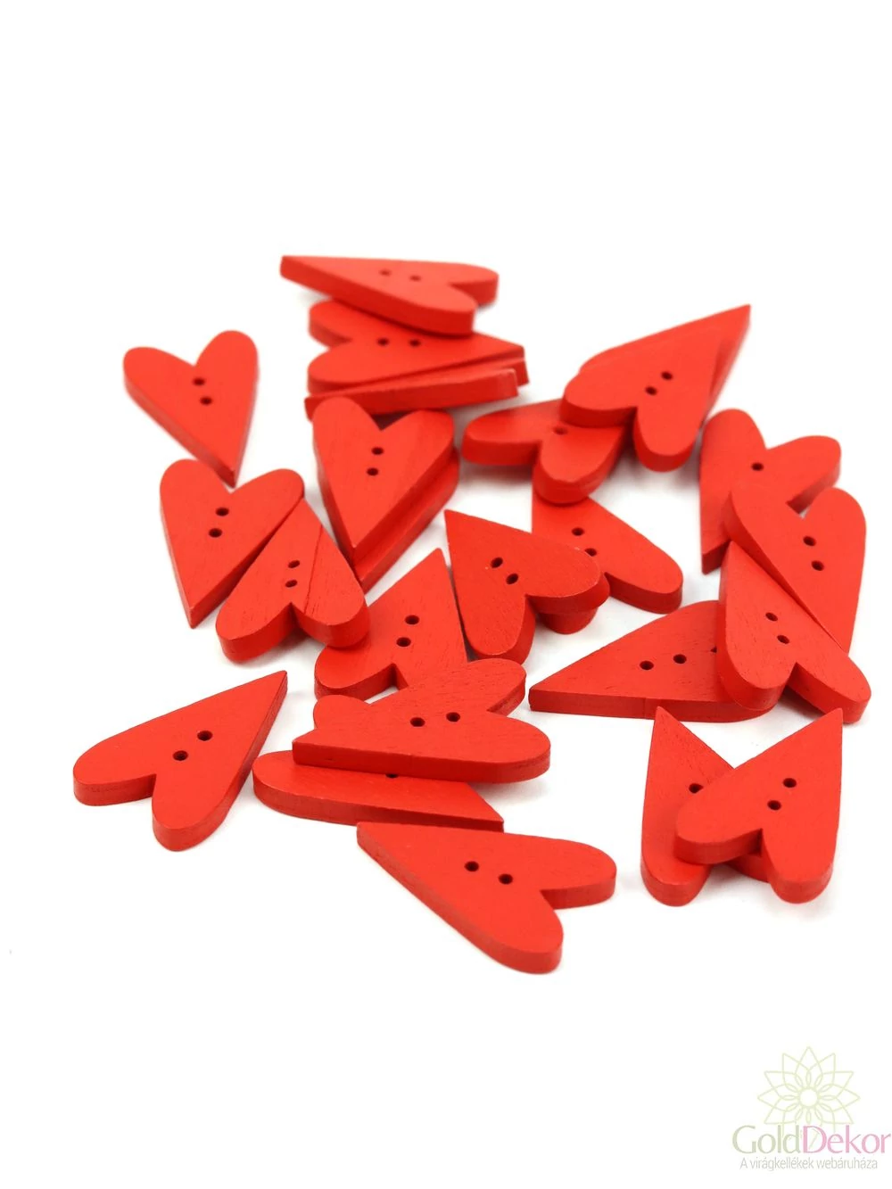 Fa dekor szív*24 - Piros