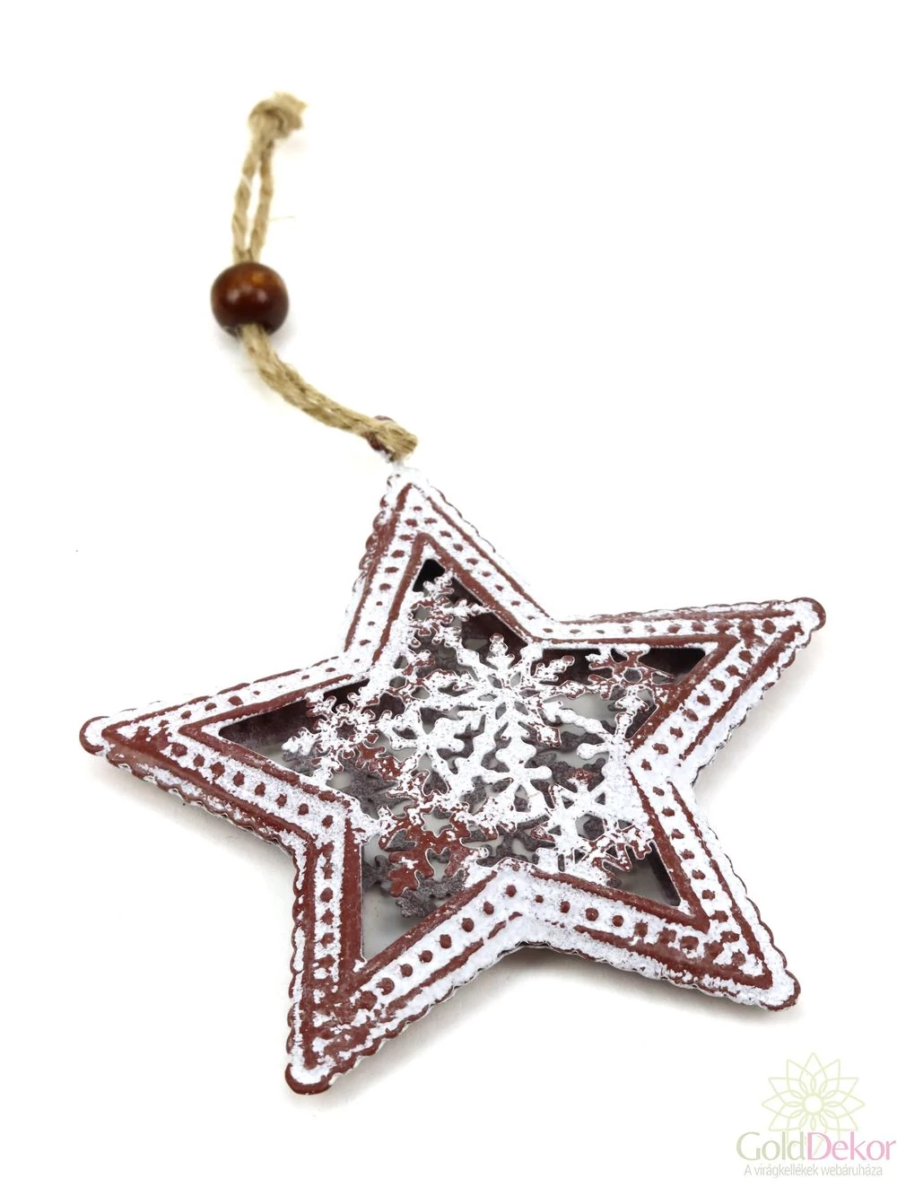 Hópelyhes közepű antikolt fém csillag