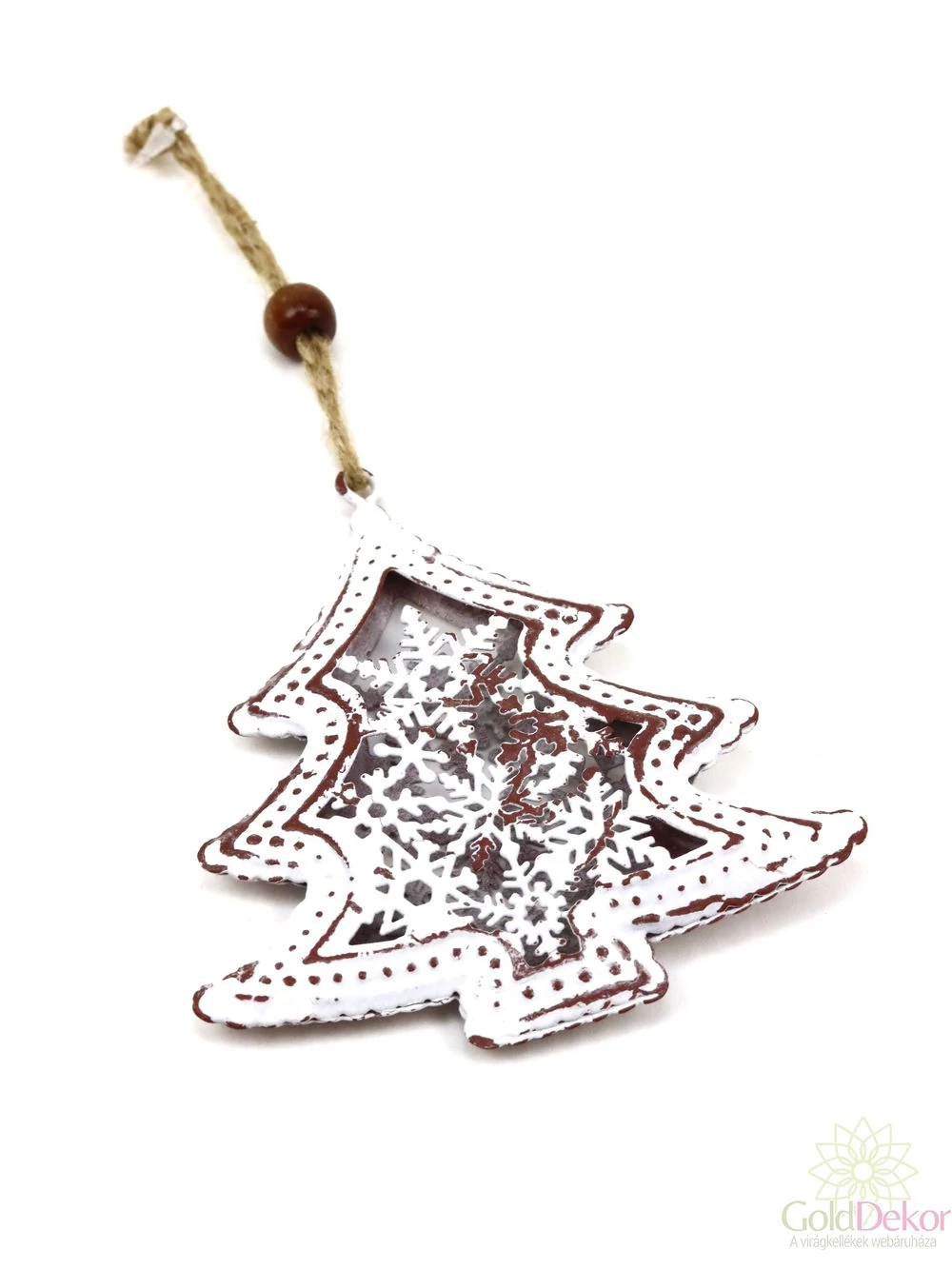 Hópelyhes közepű antikolt fém fenyő