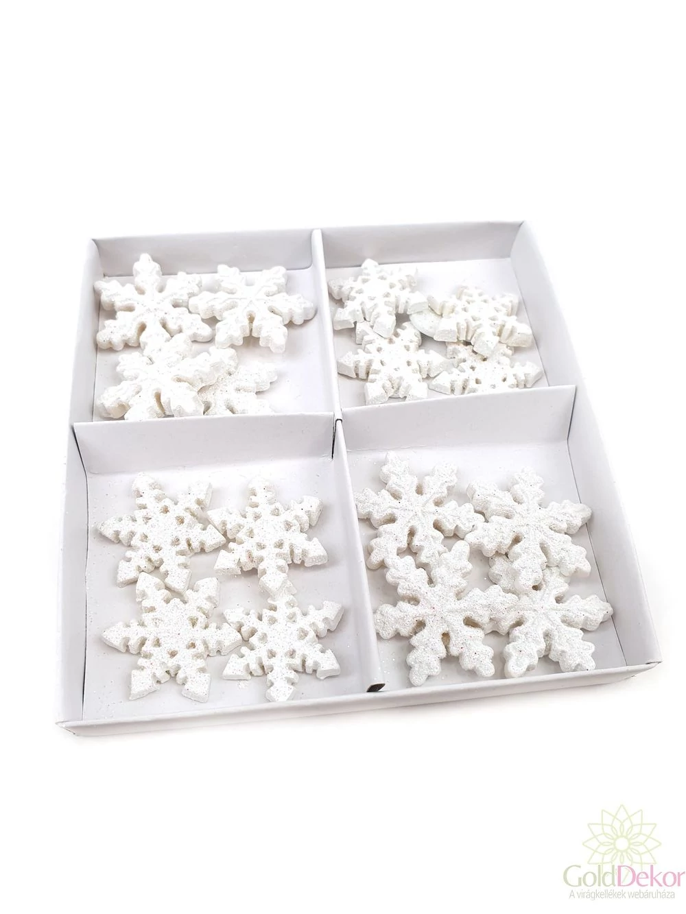 Csillámos hópehely szett*16 - Fehér