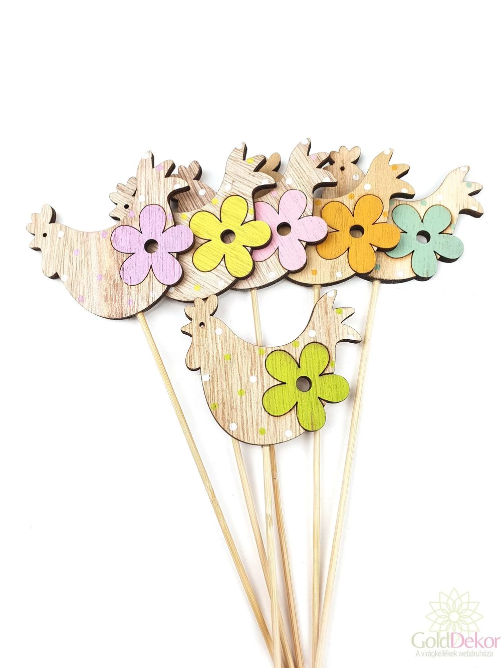 Színes pöttyös fa betűző*6 - Tyúk