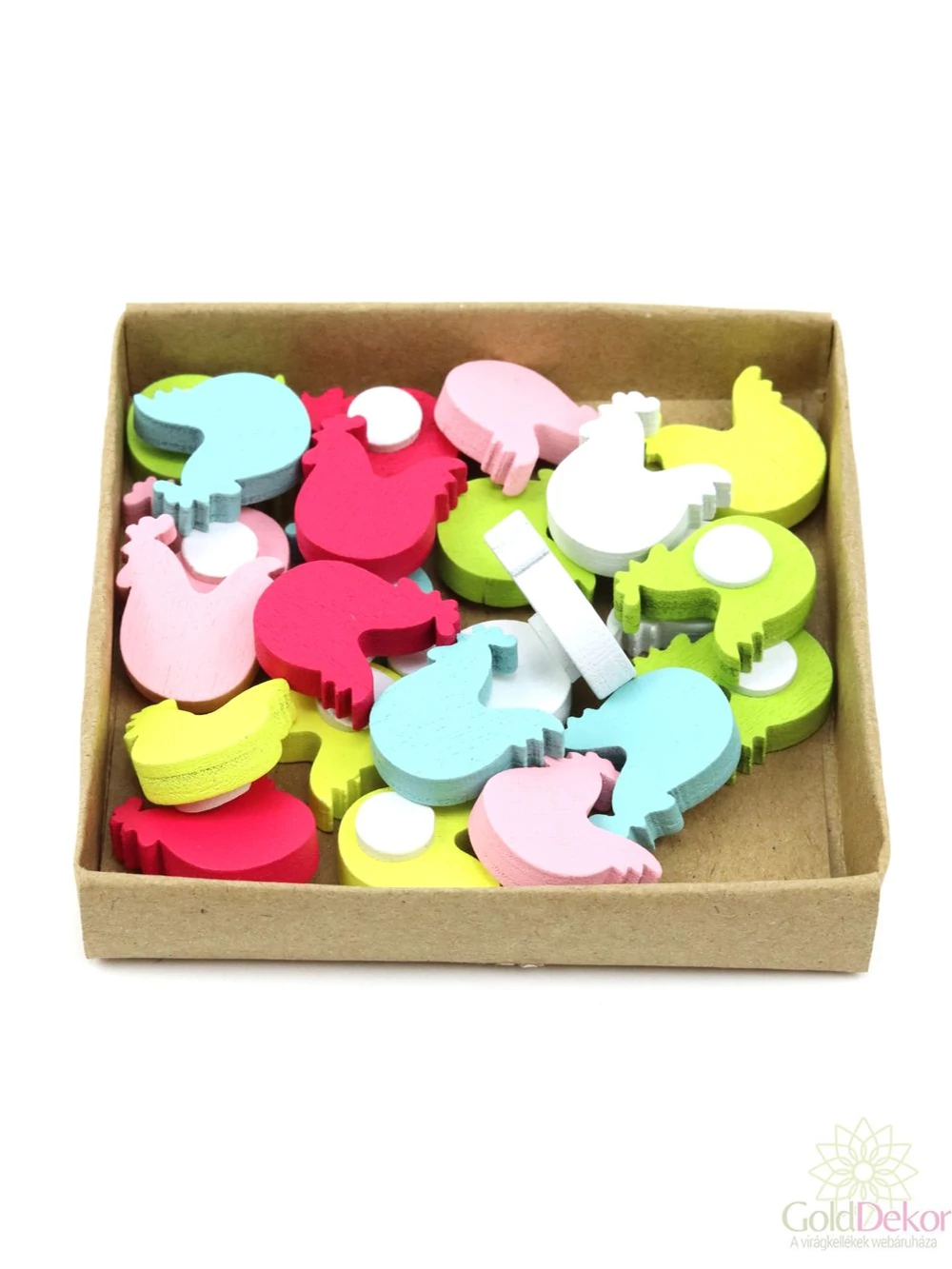 Színes dobozos apró fadekor - Tyúk