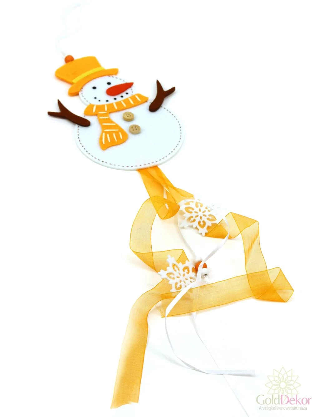 Filc hóember ablakdísz - Narancs