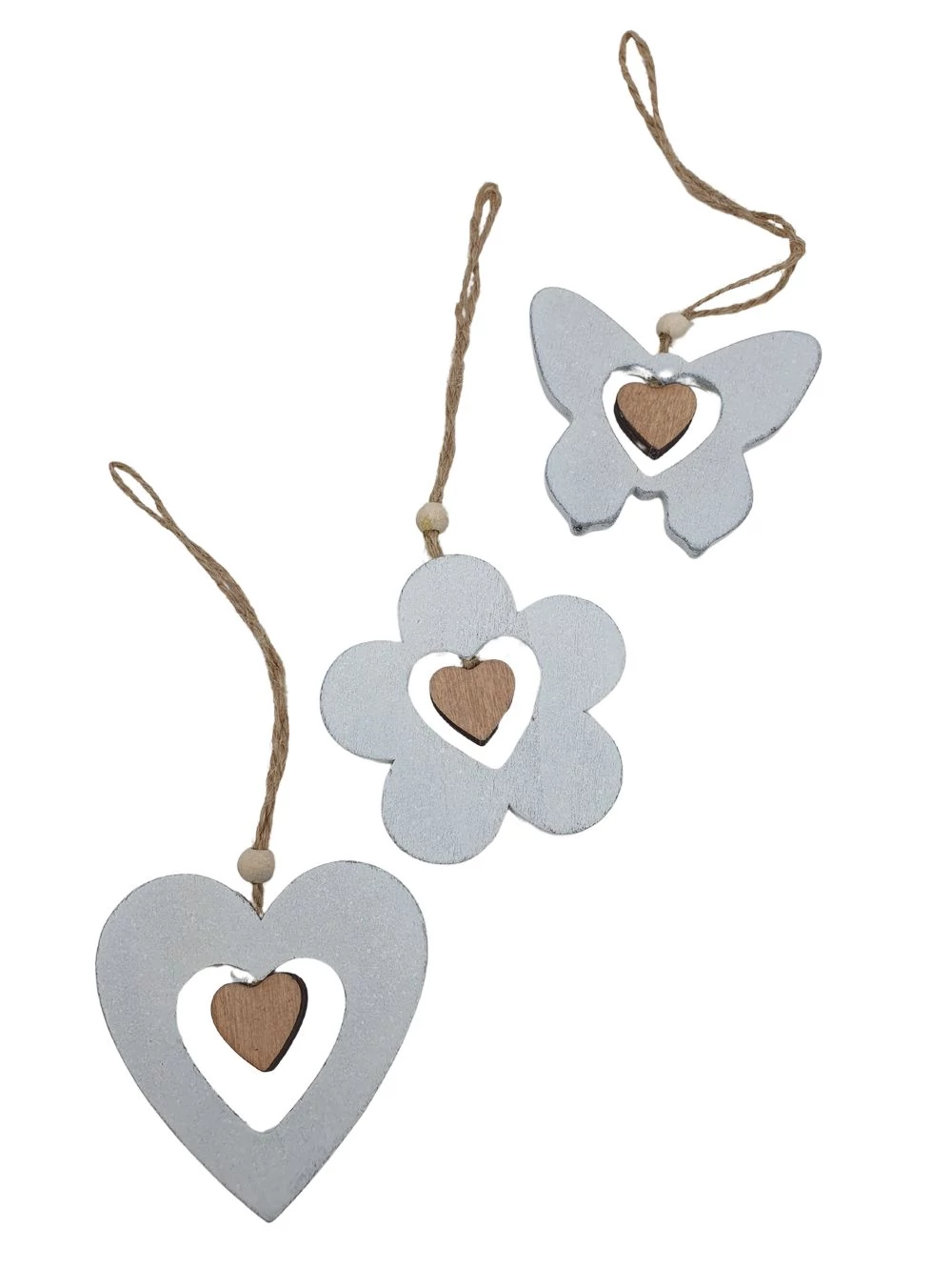 Natúr szíves fafüggő szett