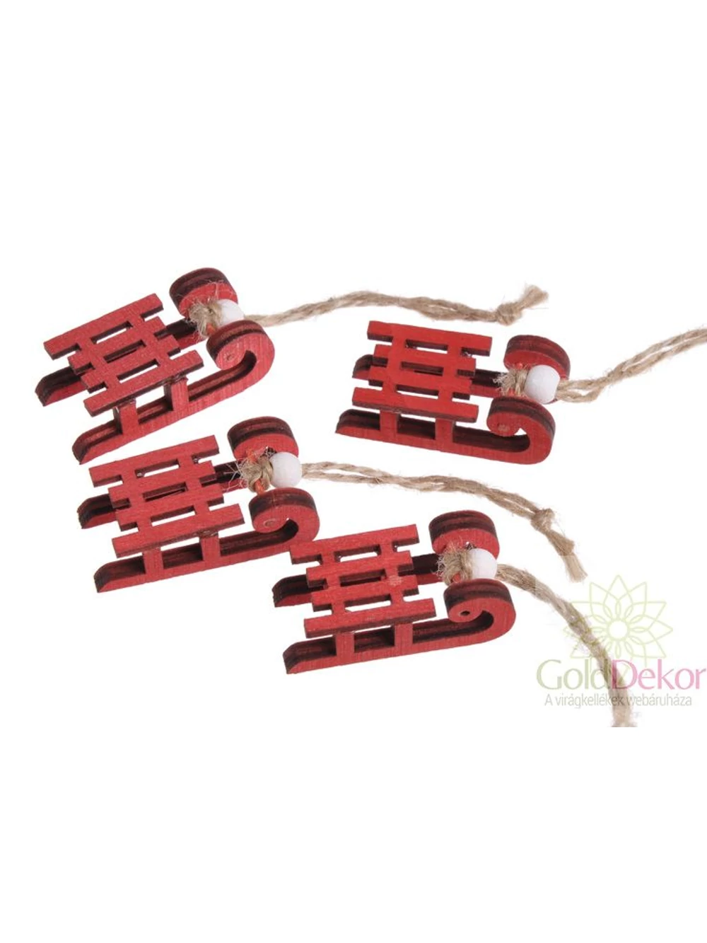 Fa szánkó*4 - Piros