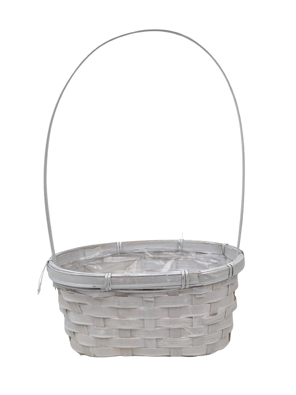Füles ovál bambusz kosár 20 cm - Fehér