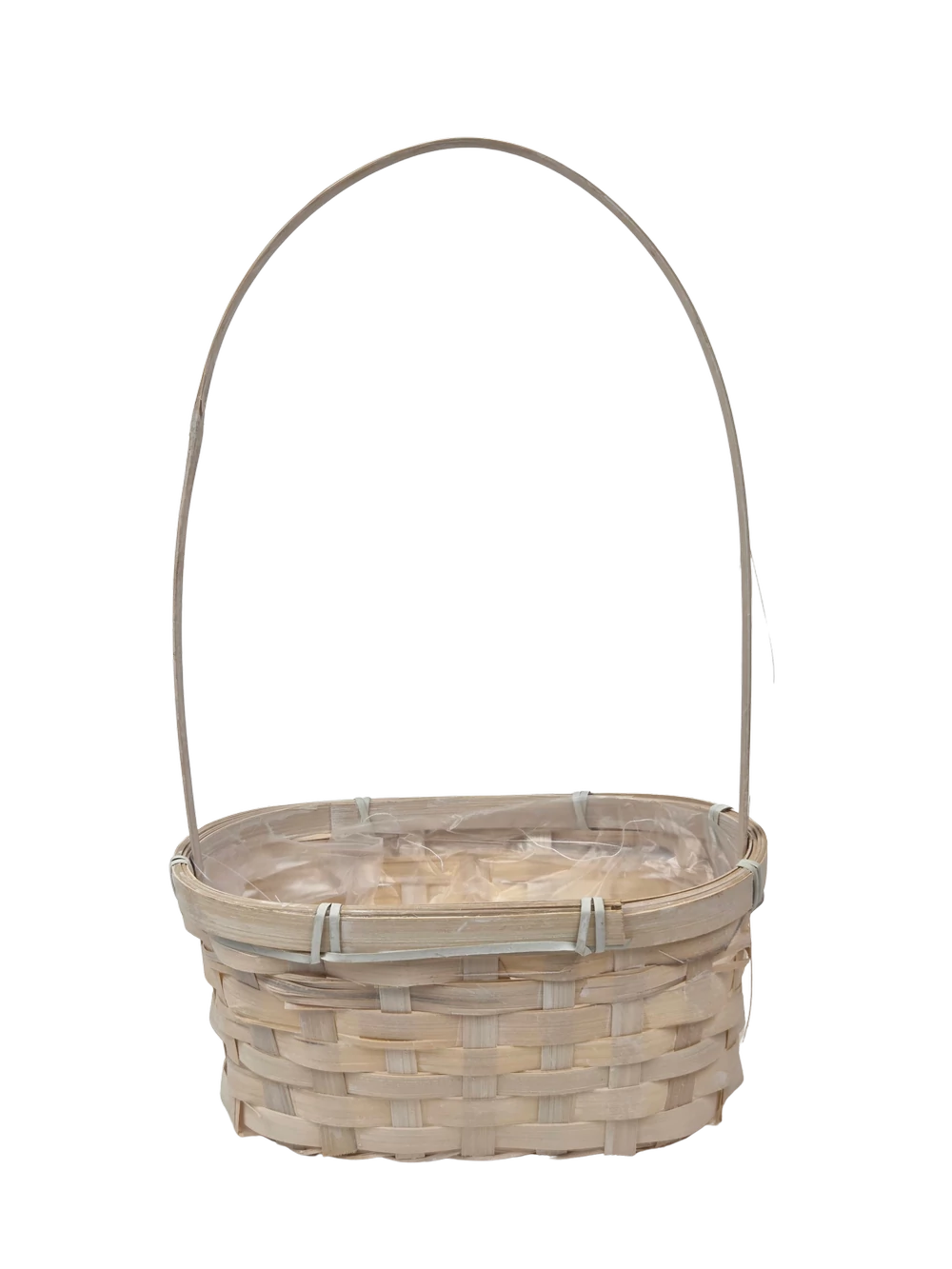 Füles ovál bambusz kosár 20 cm - Tört fehér