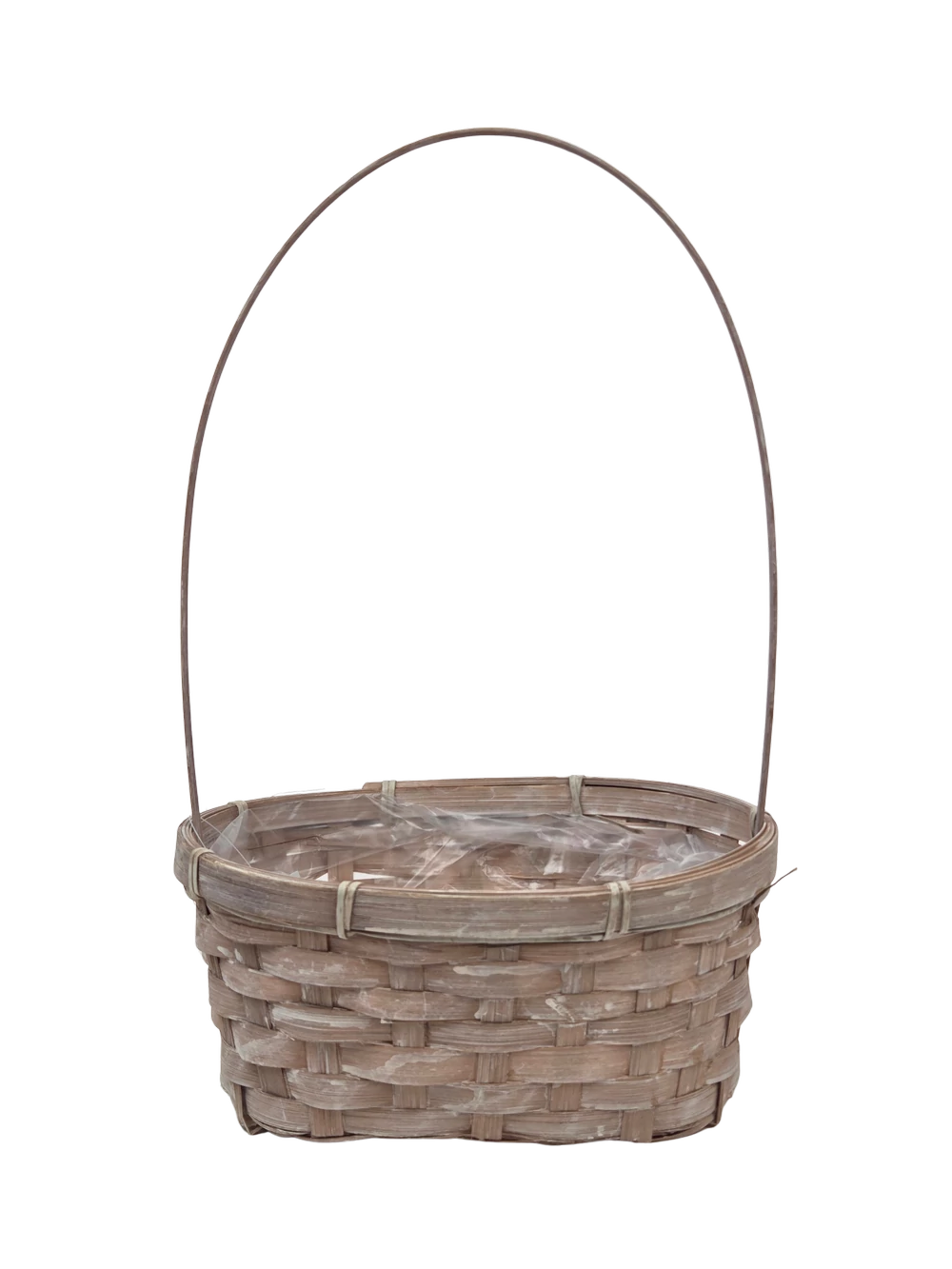 Füles ovál bambusz kosár 20 cm - Barna