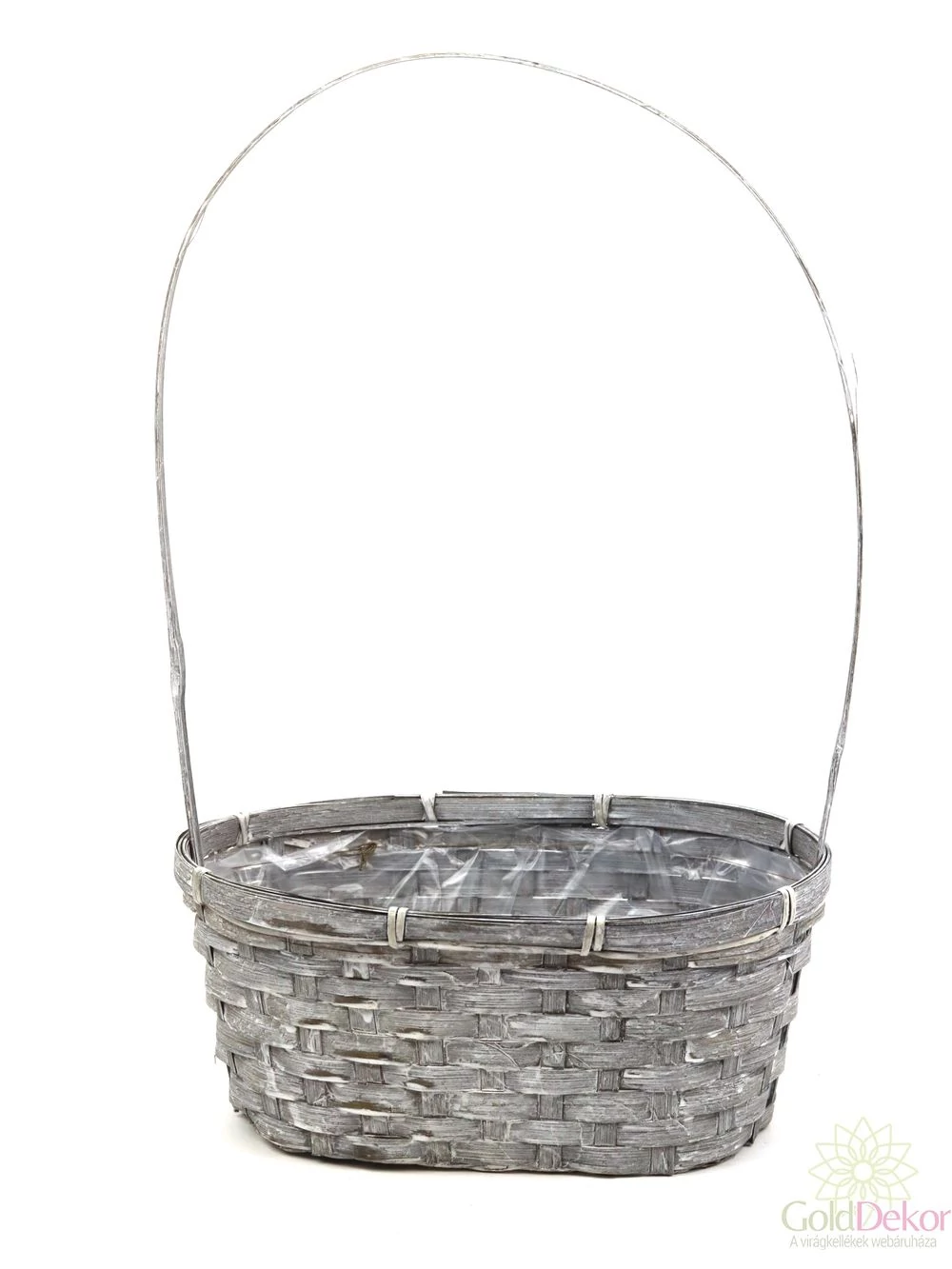 Füles ovál kosár - Szürke
