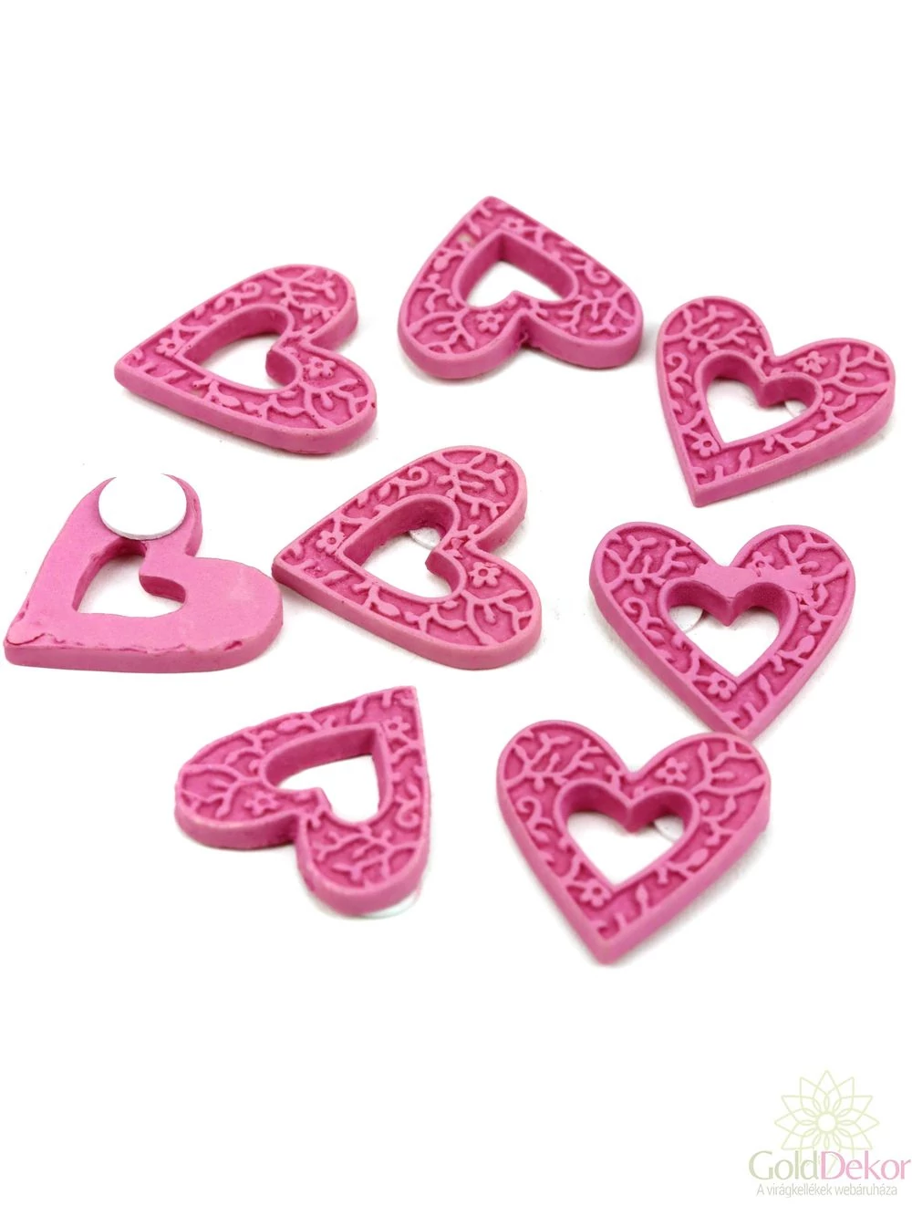 Inda mintás polyresin szív*8 - Rózsaszín