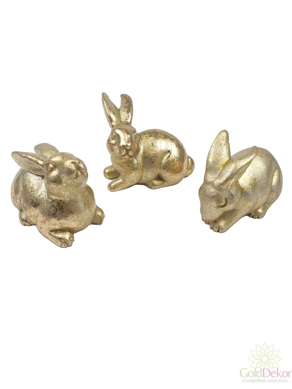 Aranyozott nyuszi figura - fekvő