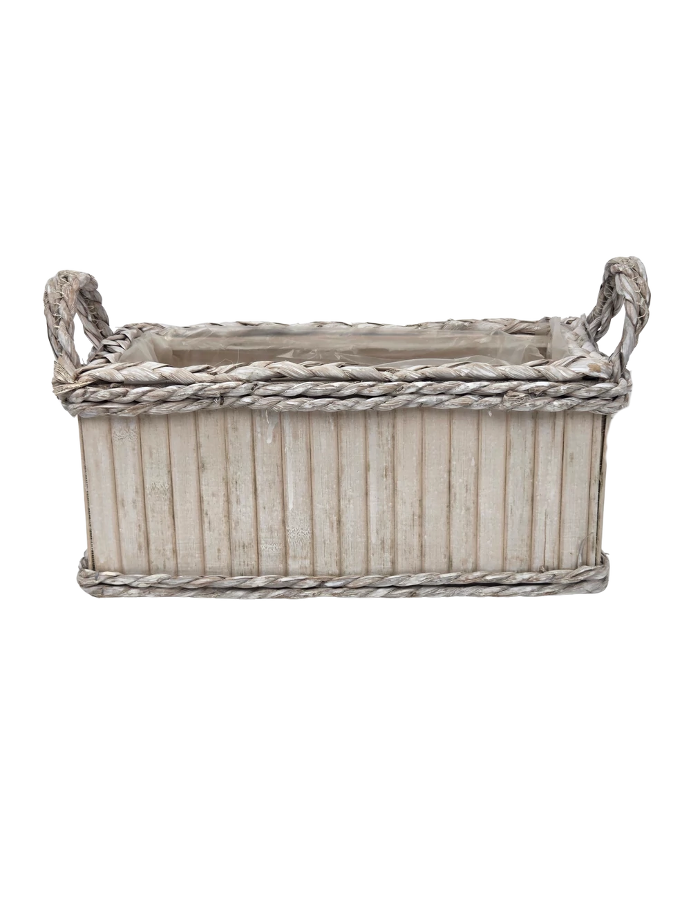 Füles bambusz láda tégla 34 cm  - Fehér