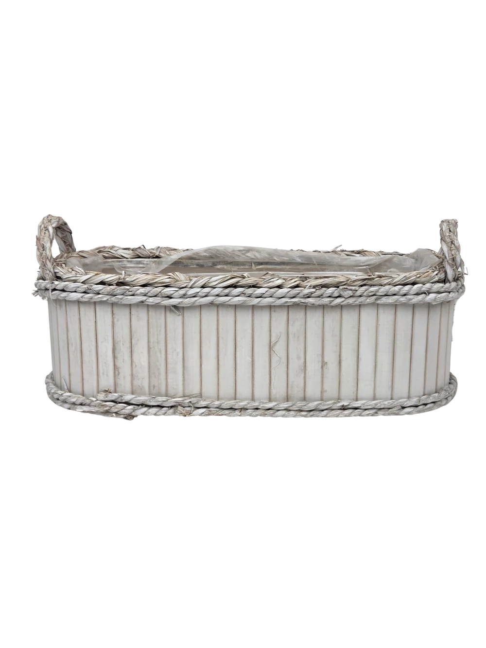 Füles bambusz láda ovál 45 cm - Fehér