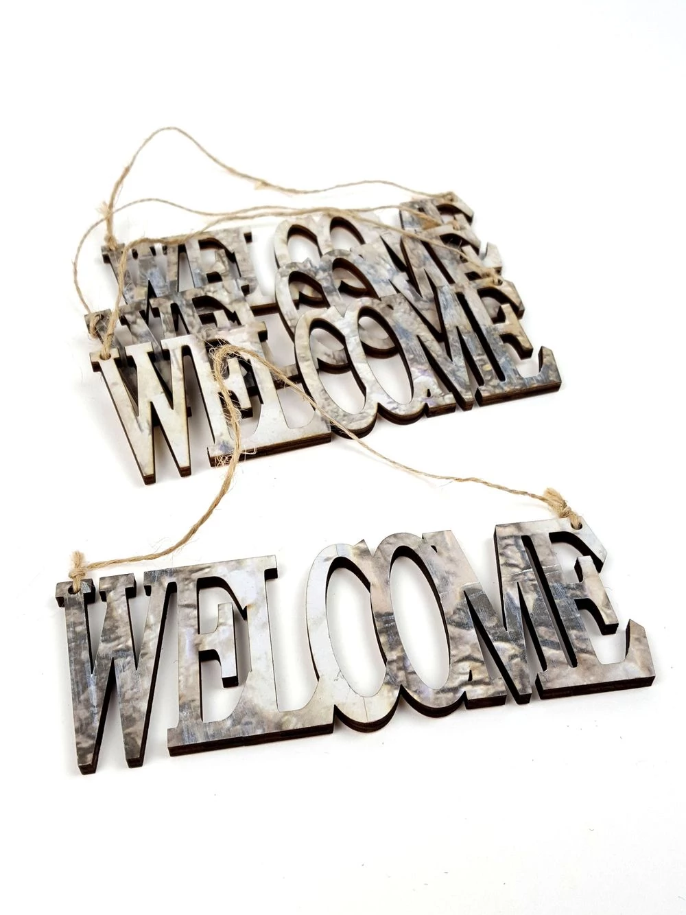 Márvány mintás fa felirat - Welcome