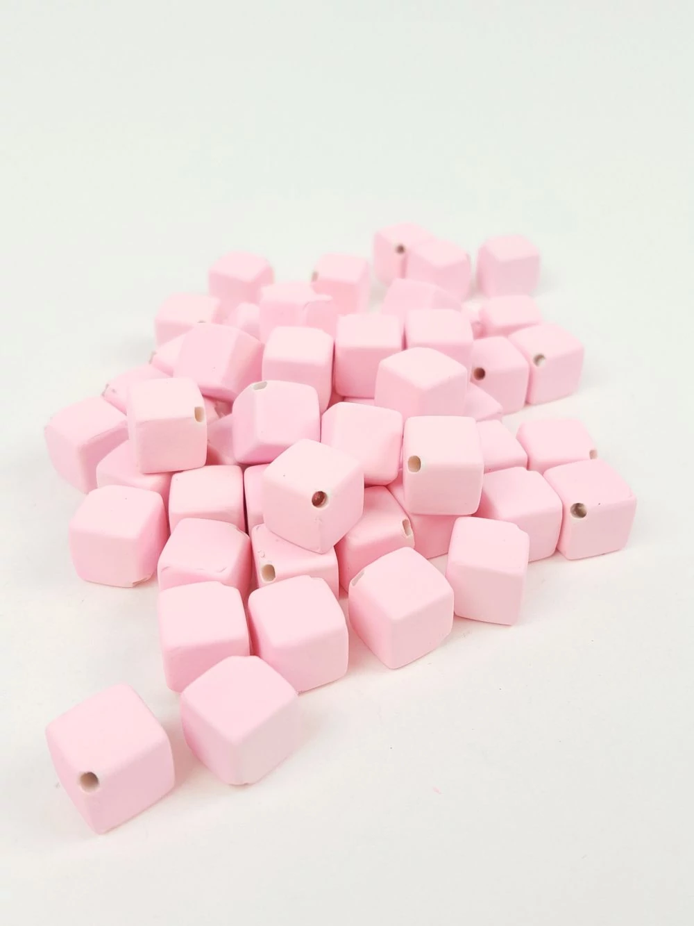 Fűzhetős kocka gyöngy - Rózsaszín