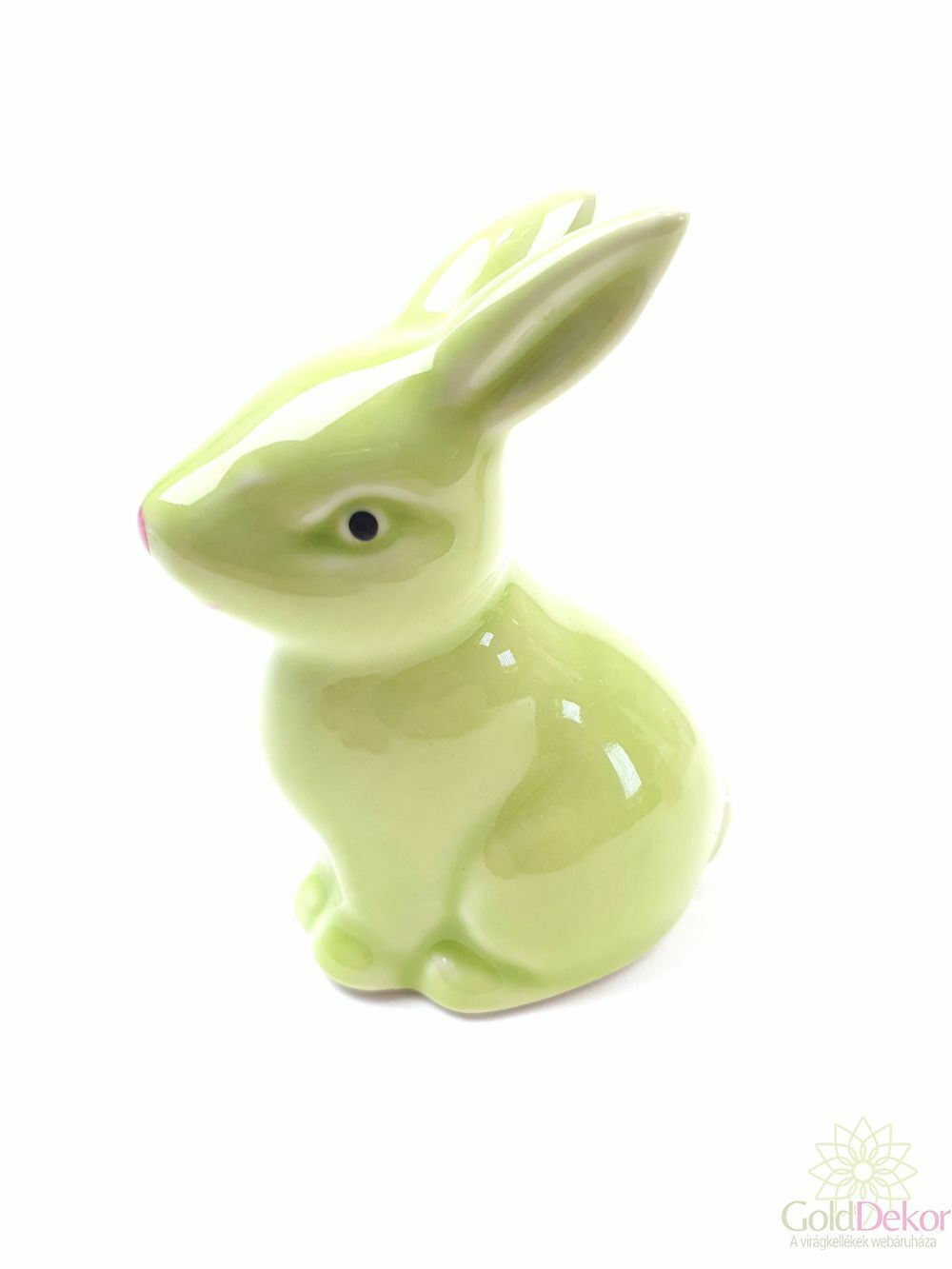 Porcelán nyuszi figura ülő 6,5 cm - zöld