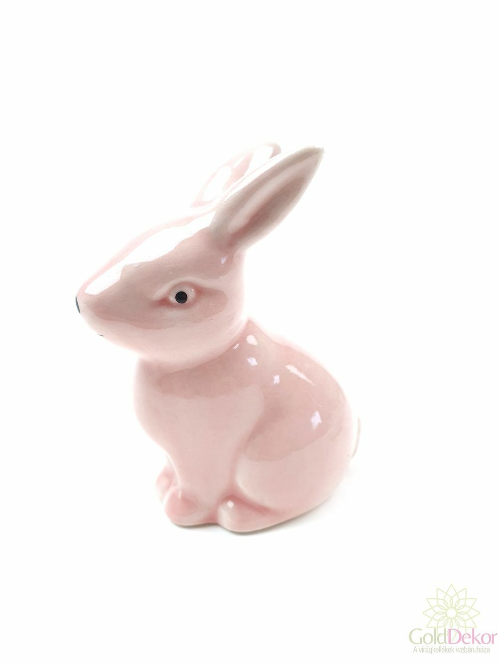 Porcelán nyuszi figura ülő 6,5 cm - rózsaszín