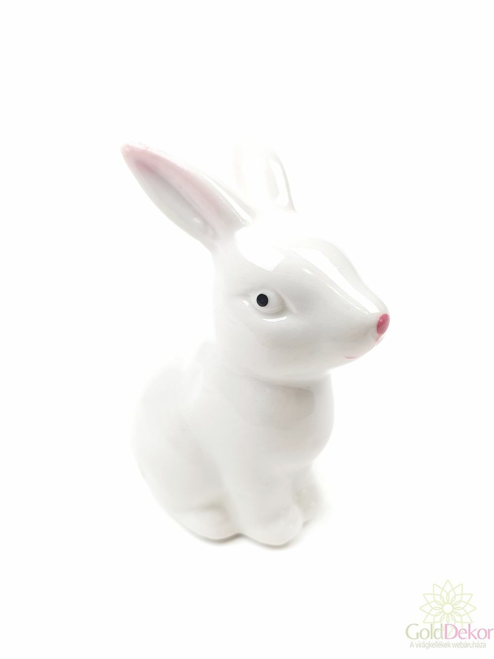 Porcelán nyuszi figura ülő 6,5 cm - fehér