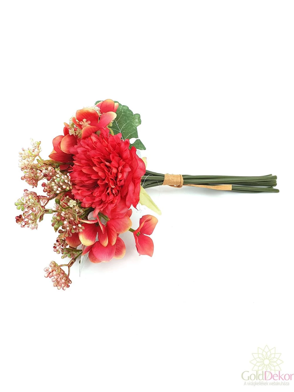 Kép 2/2 - Vegyes bazsarózsa csokor 30 cm - korall