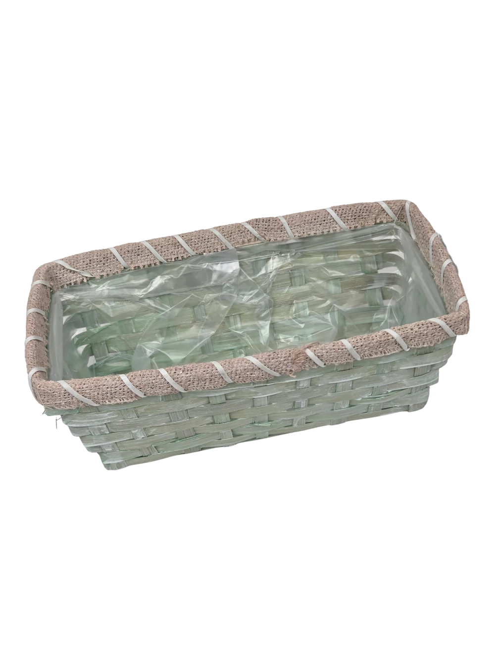 Kép 2/2 - Juta peremes színes tégla kosár 25cm - Zöld