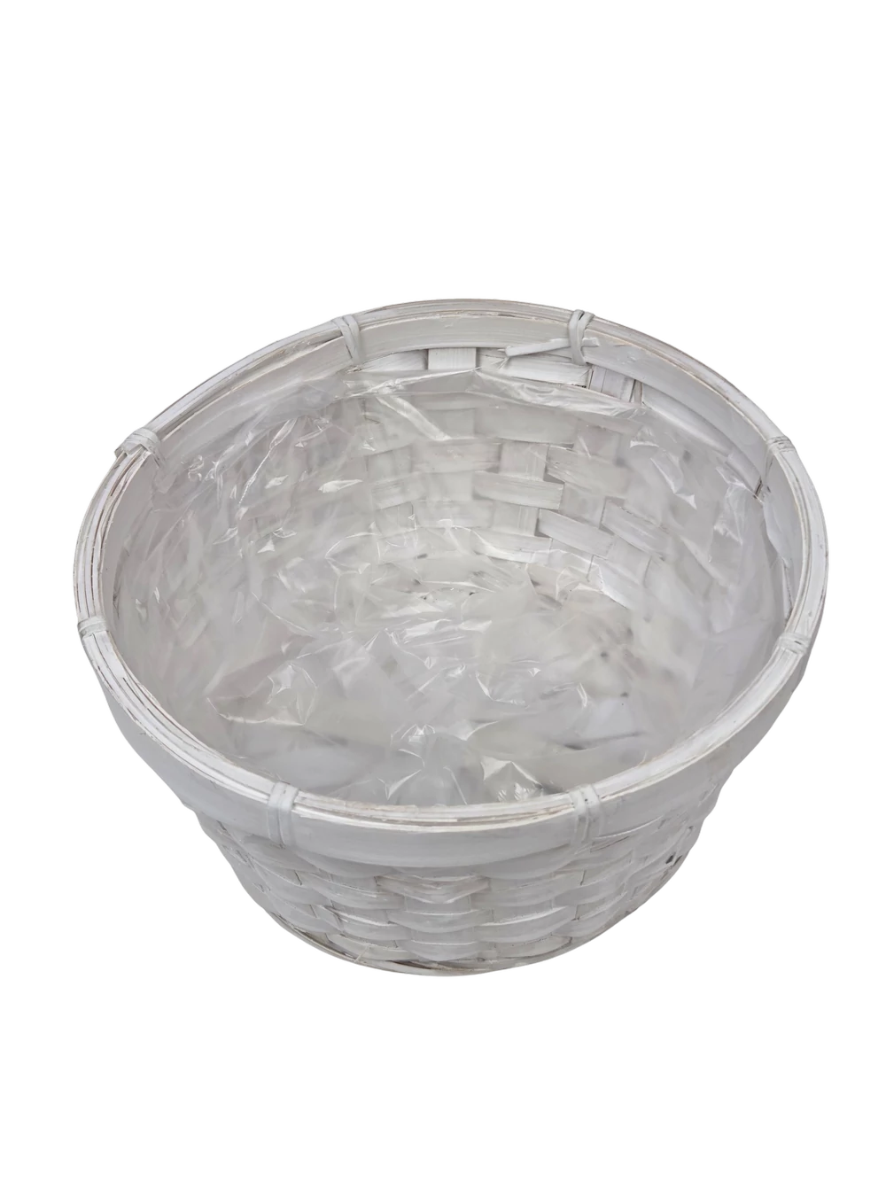 Kép 2/2 - Színes kerek bambusz kosár 20cm  - Fehér