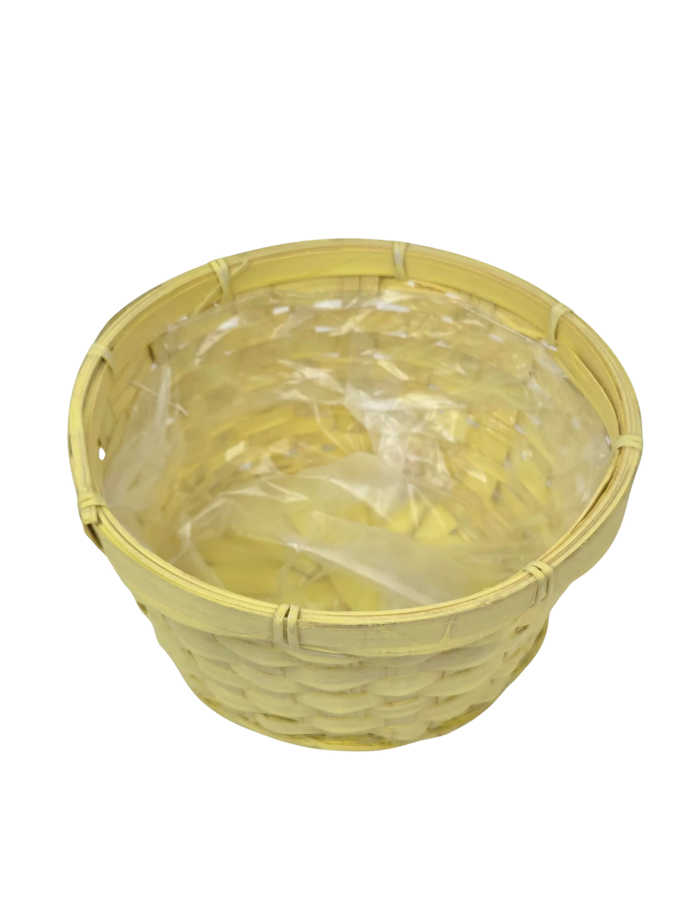 Kép 2/2 - Színes kerek bambusz kosár 20cm  - Sárga