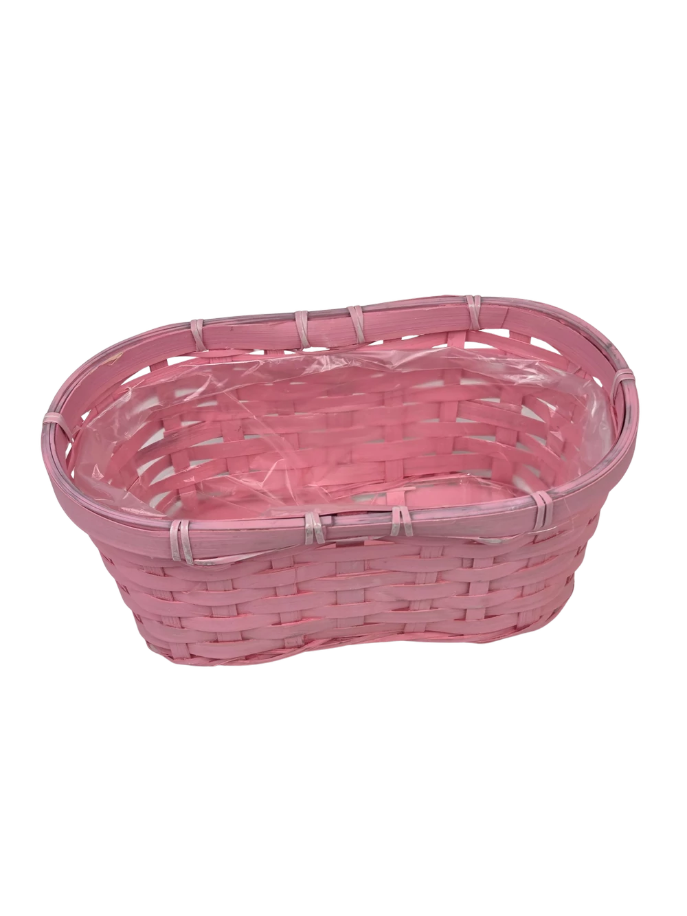 Kép 2/2 - Színes ovál bambusz kosár 25 cm  - Rózsaszín