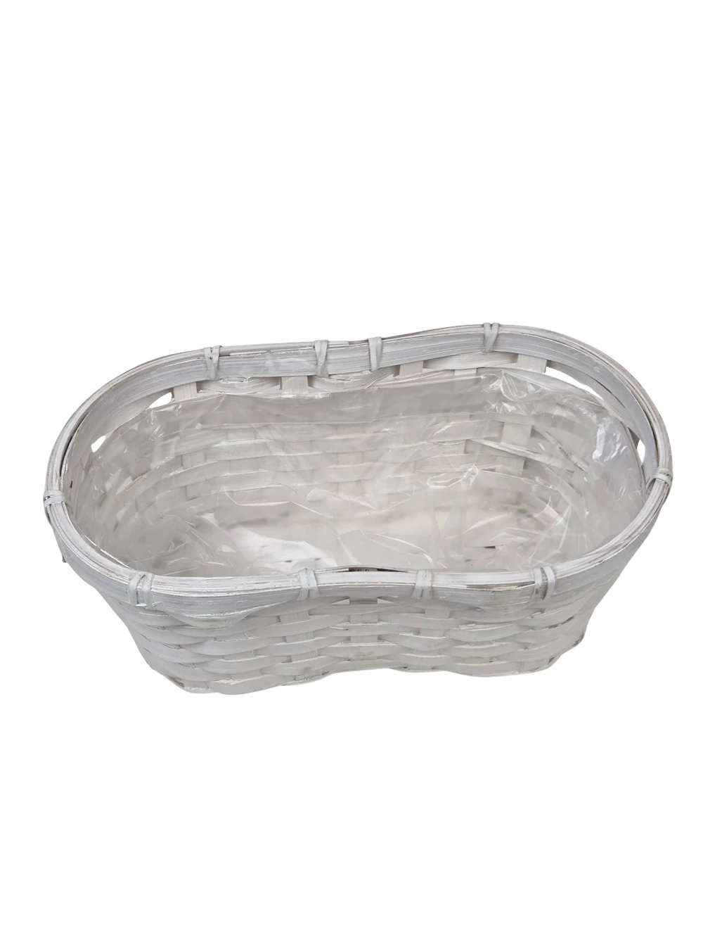 Kép 2/2 - Színes ovál bambusz kosár 25 cm  - Fehér